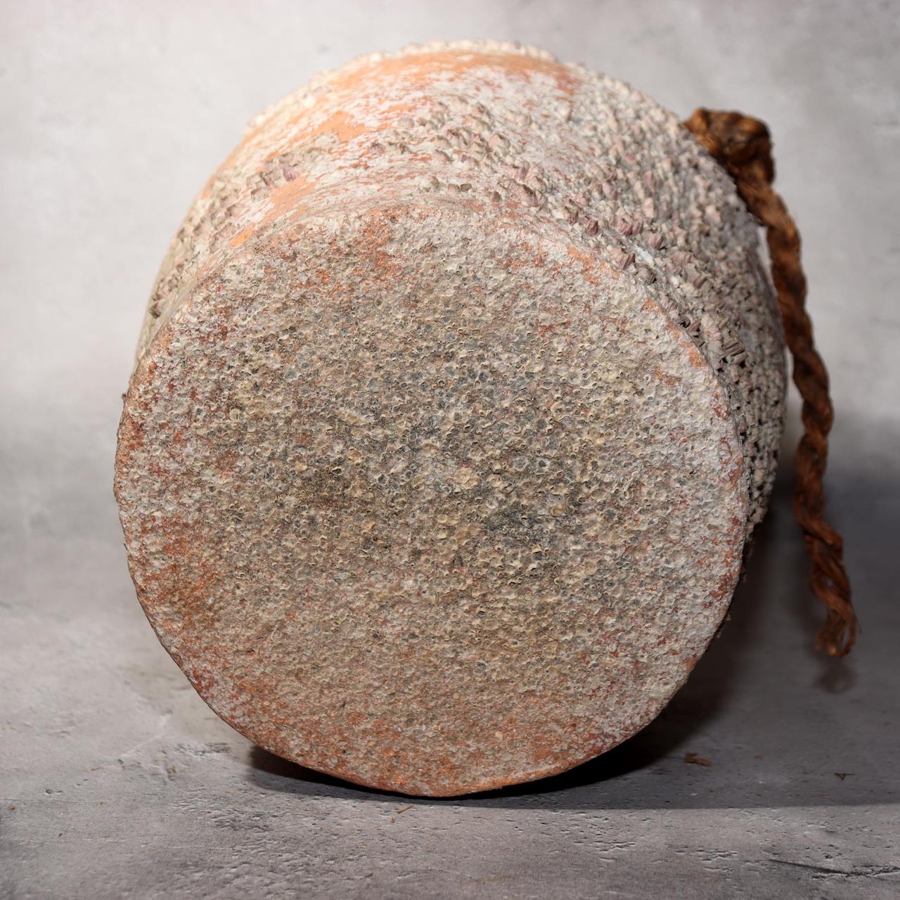 Japanese Antique Takotsubo Octopus Pot Barnacle Rope Kanji Wabi Sabi Vase PV2948