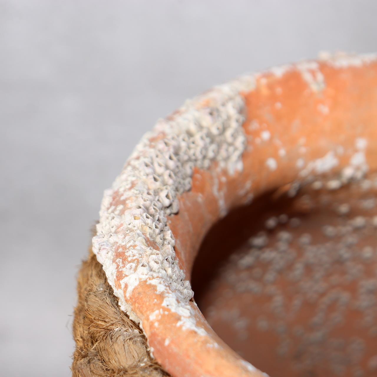 Japanese Antique Takotsubo Octopus Pot Barnacle Rope Wabi Sabi Fishing Jar PV2937