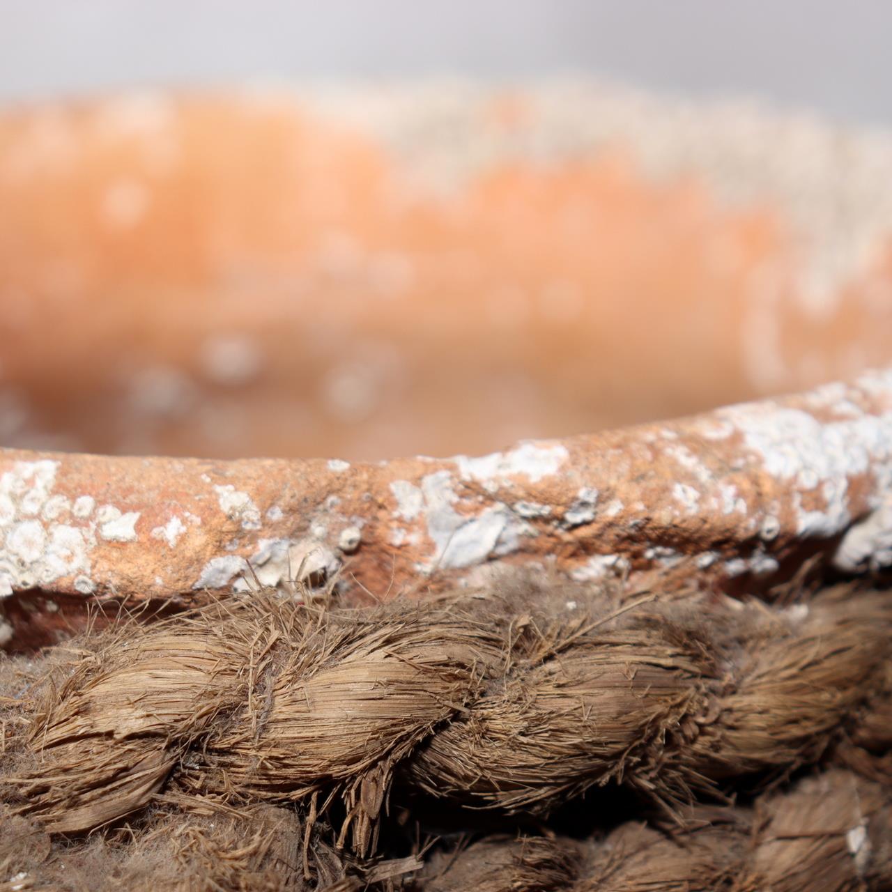 Japanese Antique Takotsubo Octopus Pot Barnacle Rope Wabi Sabi Fishing Jar PV29311