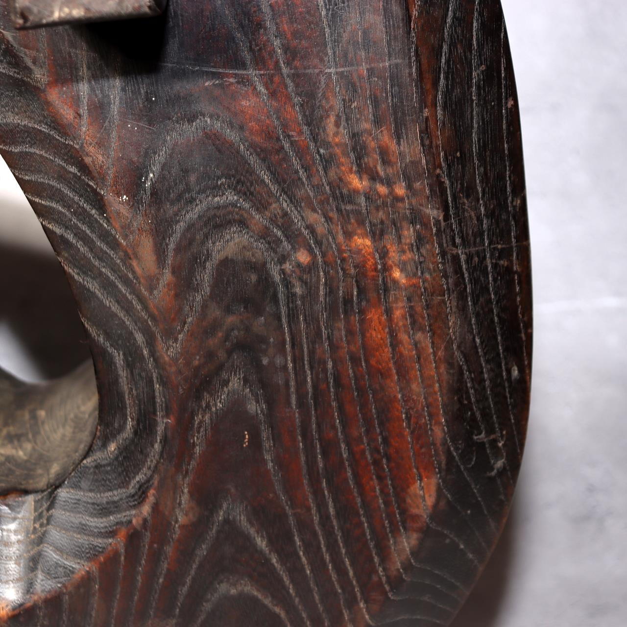 Japanese Antique Jizaikagi Pot Hook Solid Keyaki Wood Irori Hearth 6.3kg WO5027