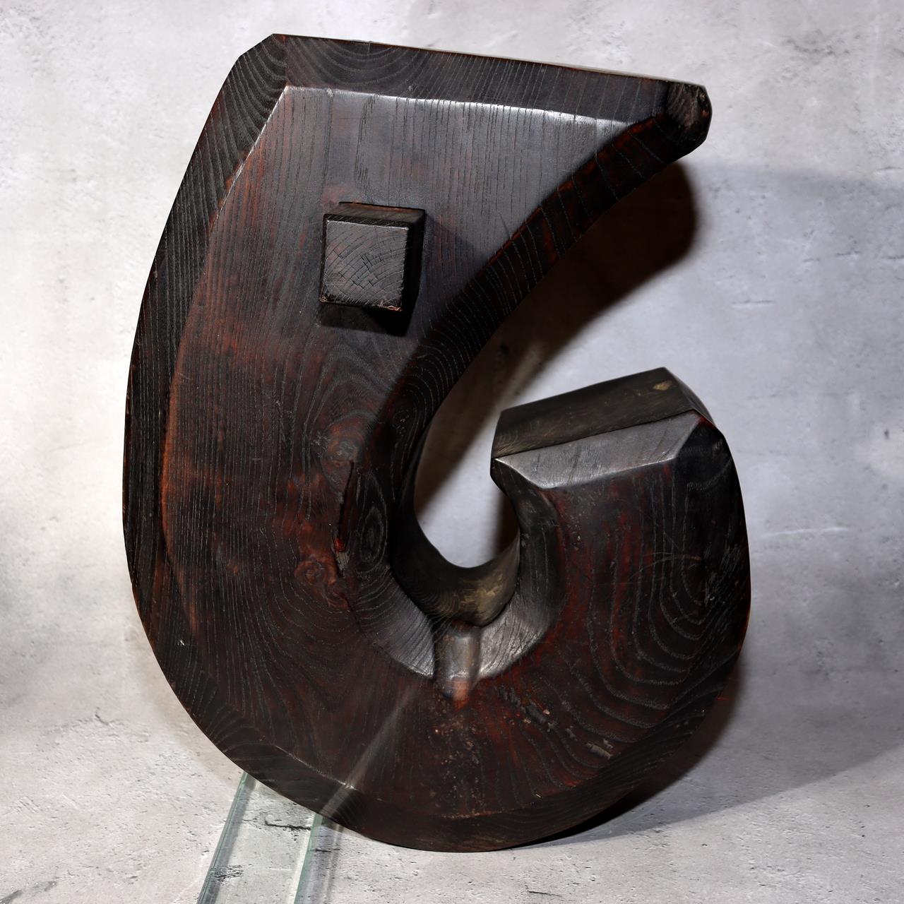 Japanese Antique Jizaikagi Pot Hook Solid Keyaki Wood Irori Hearth 6.3kg WO5022