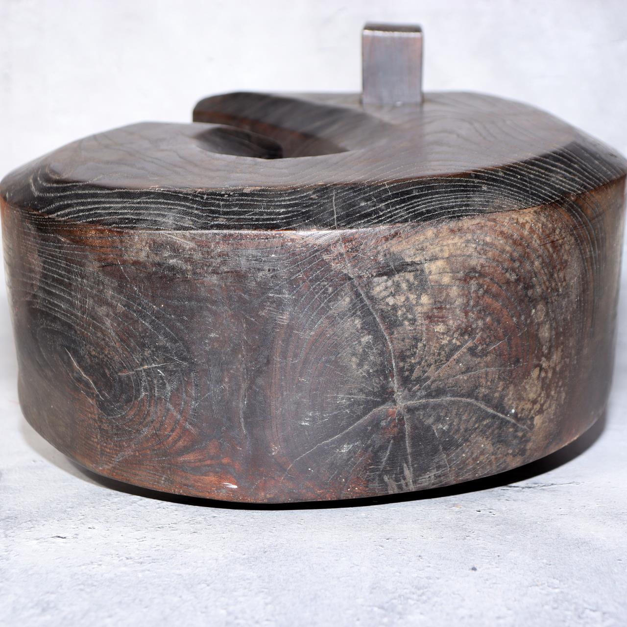 Japanese Antique Jizaikagi Pot Hook Solid Keyaki Wood Irori Hearth 6.3kg WO50216