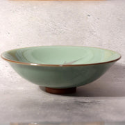 Japanese Celadon Tea Bowl Hira Chawan Fish Design Tezuka Gyokudo Kyoto Box9