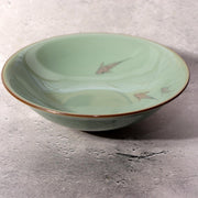 Japanese Celadon Tea Bowl Hira Chawan Fish Design Tezuka Gyokudo Kyoto Box10