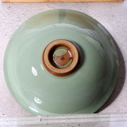 Japanese Celadon Tea Bowl Hira Chawan Fish Design Tezuka Gyokudo Kyoto Box2