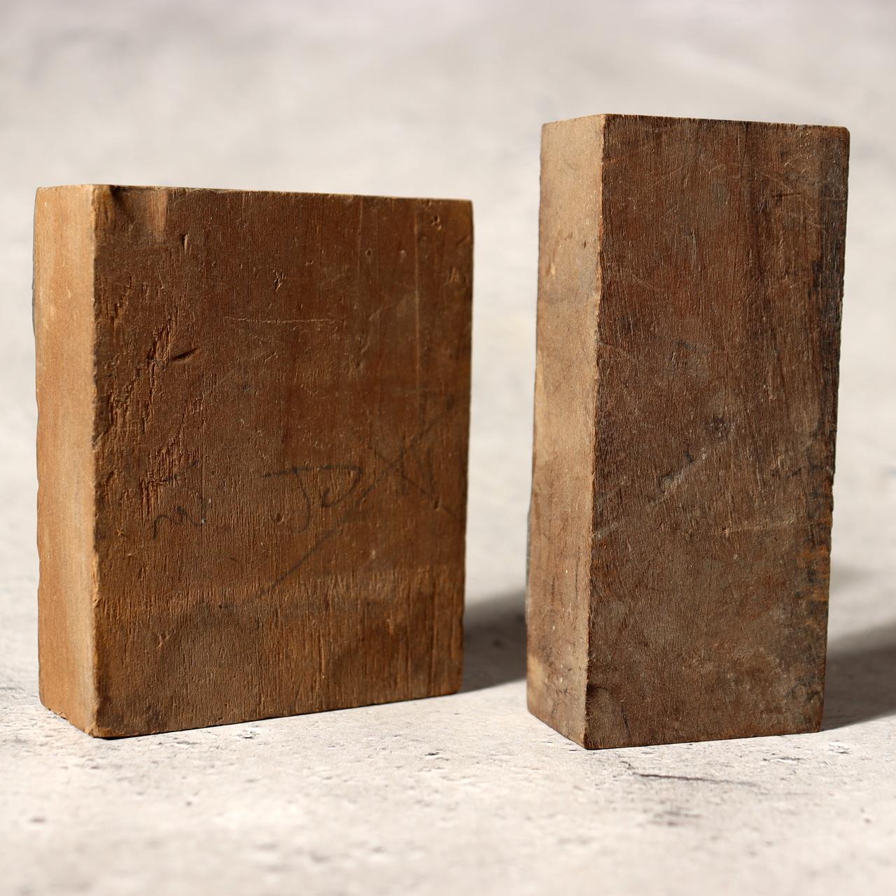 Japanese Vintage Printing Block Stamp Samurai Kabuki Ad Letterpress Set 2pcs7