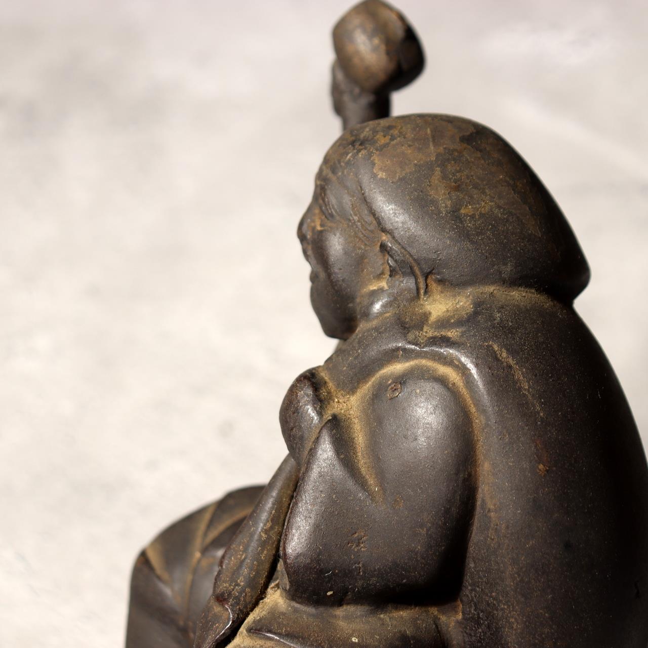 Japanese Bronze Statue Daikokuten God of Wealth Lucky Heavy 2.1kg Vintage BOS9898