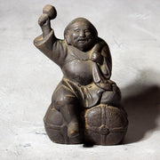 Japanese Bronze Statue Daikokuten God of Wealth Lucky Heavy 2.1kg Vintage BOS9891