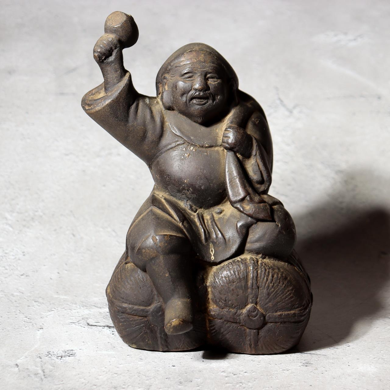 Japanese Bronze Statue Daikokuten God of Wealth Lucky Heavy 2.1kg Vintage BOS9891