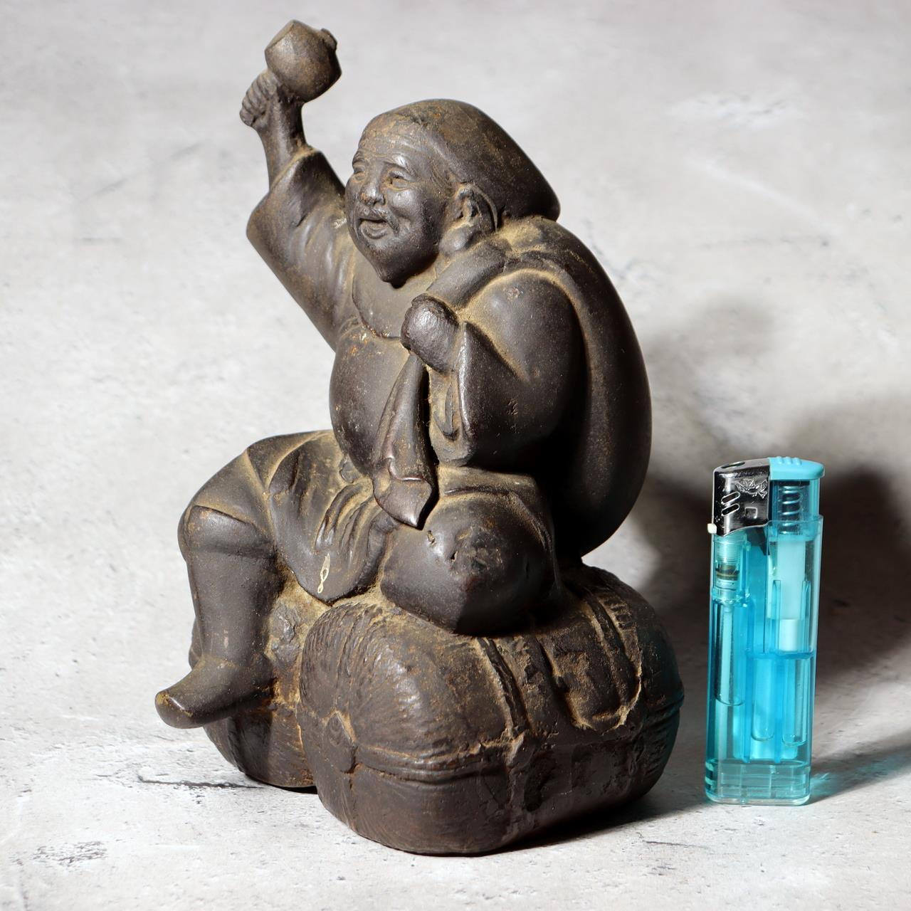 Japanese Bronze Statue Daikokuten God of Wealth Lucky Heavy 2.1kg Vintage BOS9890