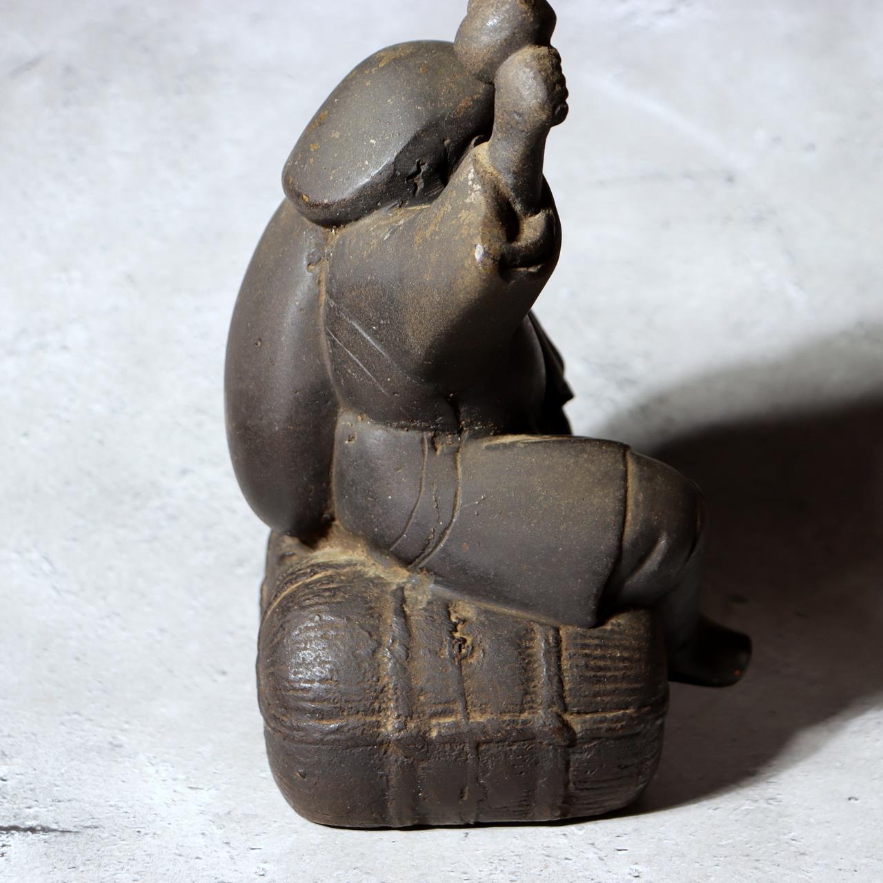 Japanese Bronze Statue Daikokuten God of Wealth Lucky Heavy 2.1kg Vintage BOS9894