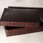 Japanese Vintage Bamboo Woven Basket Storage Box Mingei Folk Art BVO703