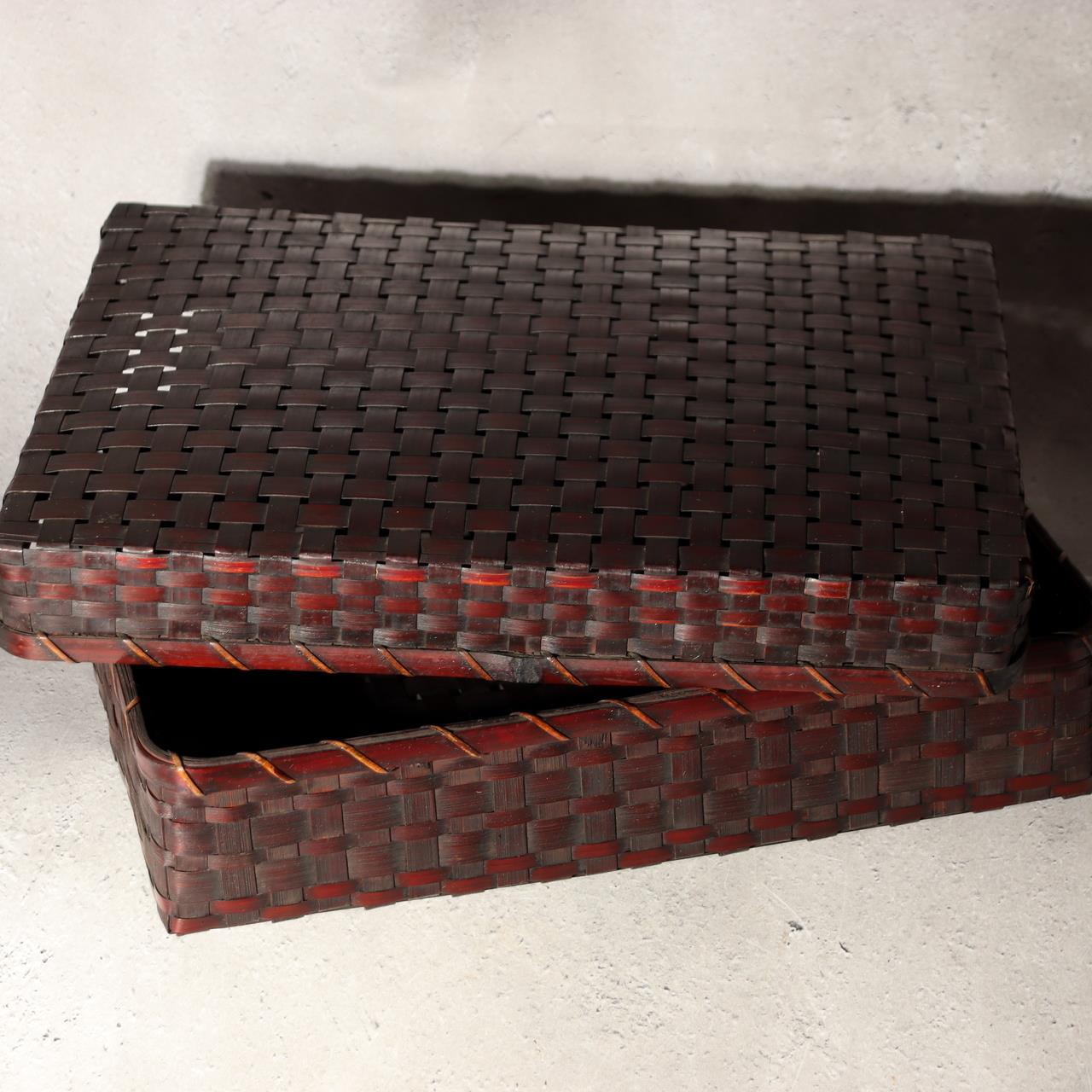 Japanese Vintage Bamboo Woven Basket Storage Box Mingei Folk Art BVO703
