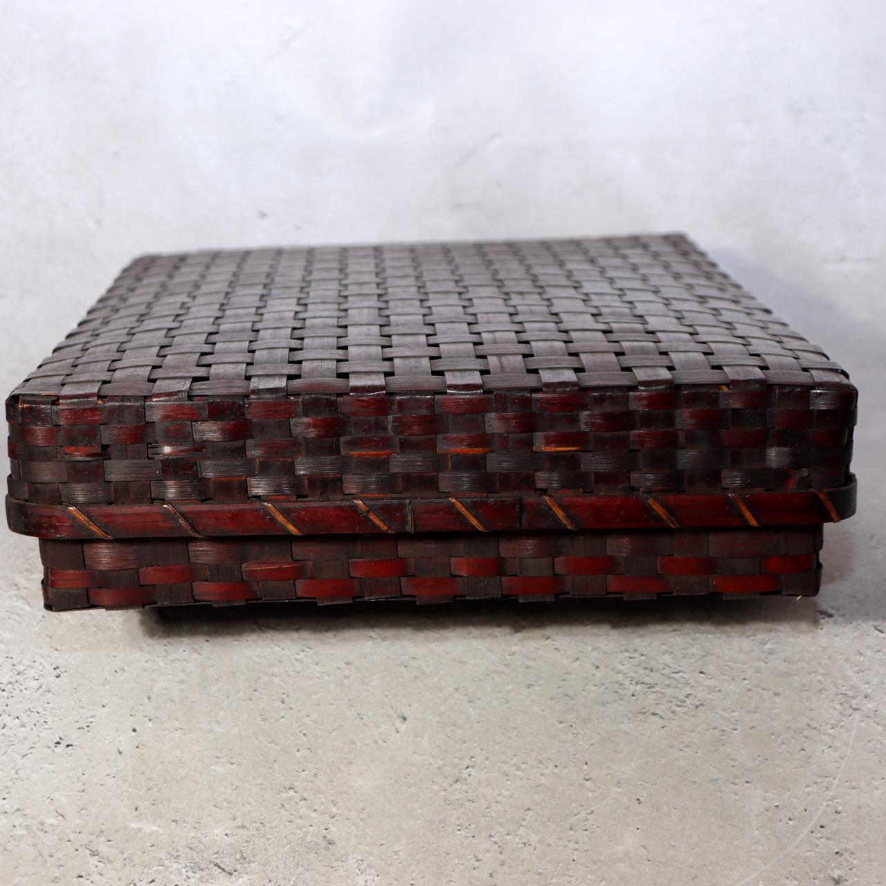 Japanese Vintage Bamboo Woven Basket Storage Box Mingei Folk Art BVO7010