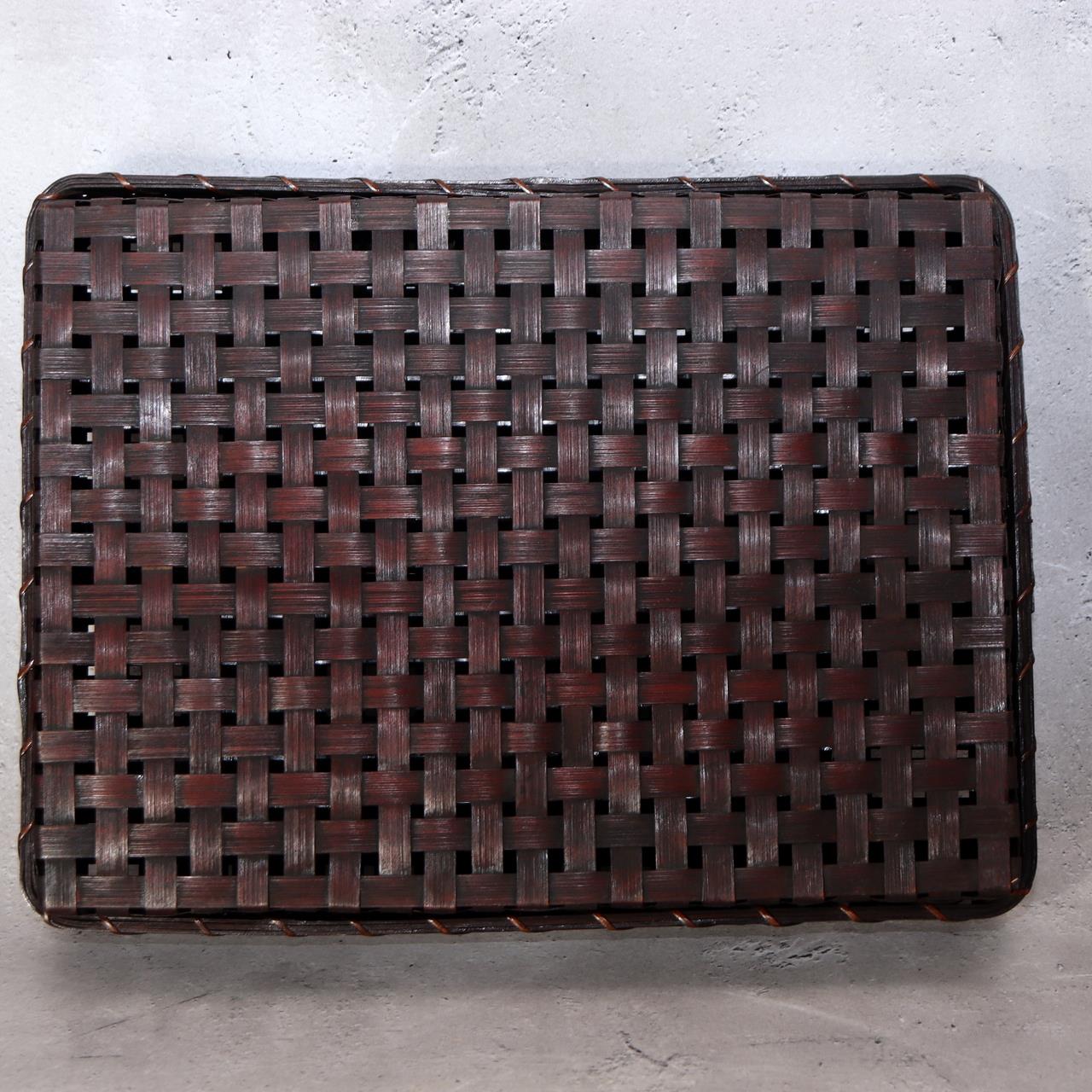 Japanese Vintage Bamboo Woven Basket Storage Box Mingei Folk Art BVO706