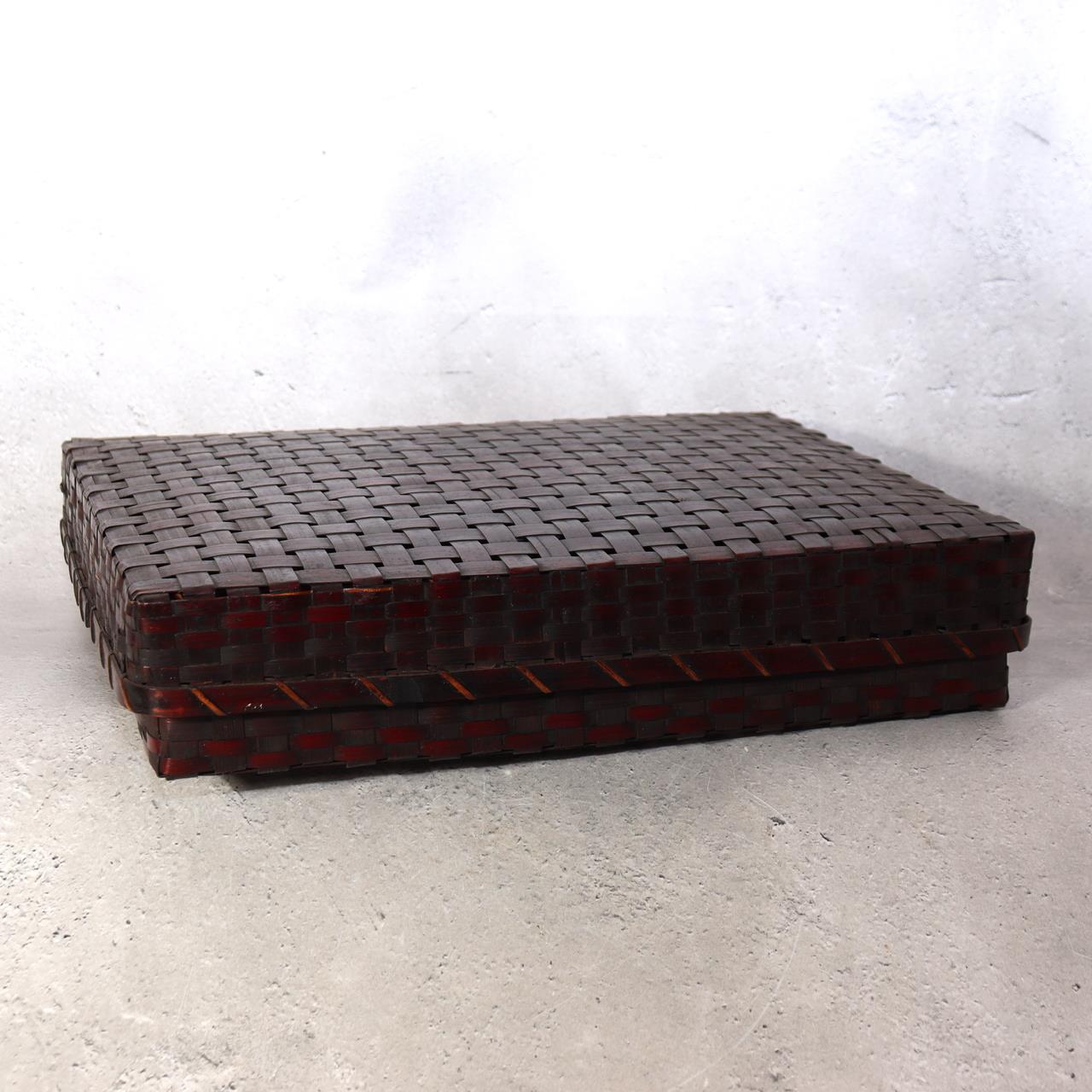 Japanese Vintage Bamboo Woven Basket Storage Box Mingei Folk Art BVO701