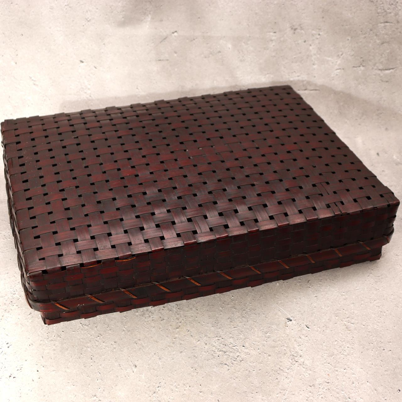 Japanese Vintage Bamboo Woven Basket Storage Box Mingei Folk Art BVO700