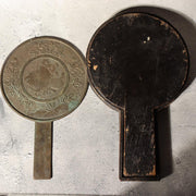 Japanese Antique Bronze Mirror Pine Hawk Bird Signed Fujiwara Mitsunaga Box1