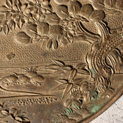 Japanese Antique Bronze Mirror Pine Hawk Bird Signed Fujiwara Mitsunaga Box13