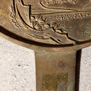 Japanese Antique Bronze Mirror Pine Hawk Bird Signed Fujiwara Mitsunaga Box14