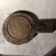 Japanese Antique Bronze Mirror Pine Hawk Bird Signed Fujiwara Mitsunaga Box17