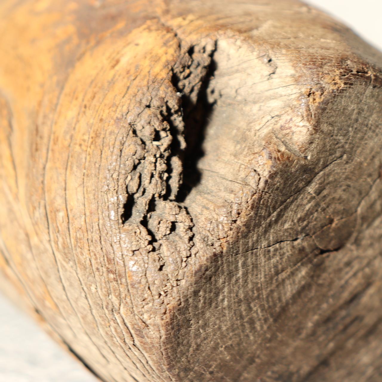 Antique Korean Wooden Loom Weight Joseon Folk Art Rustic Dry Wood Sculpture WO519