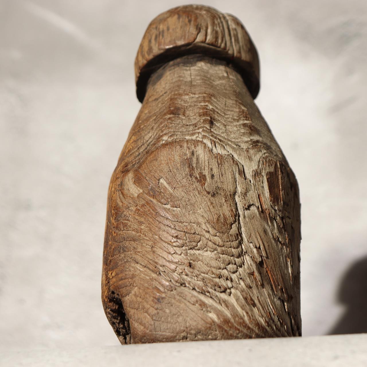 Antique Korean Wooden Loom Weight Joseon Folk Art Rustic Dry Wood Sculpture WO516