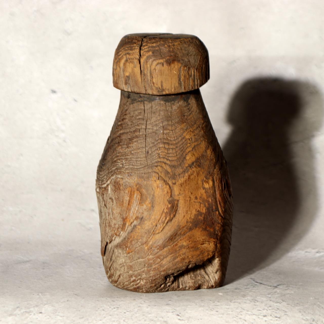 Antique Korean Wooden Loom Weight Joseon Folk Art Rustic Dry Wood Sculpture WO514