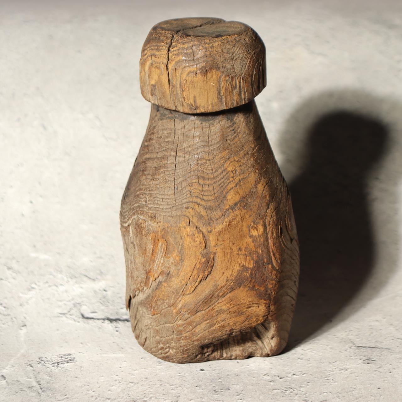 Antique Korean Wooden Loom Weight Joseon Folk Art Rustic Dry Wood Sculpture WO510