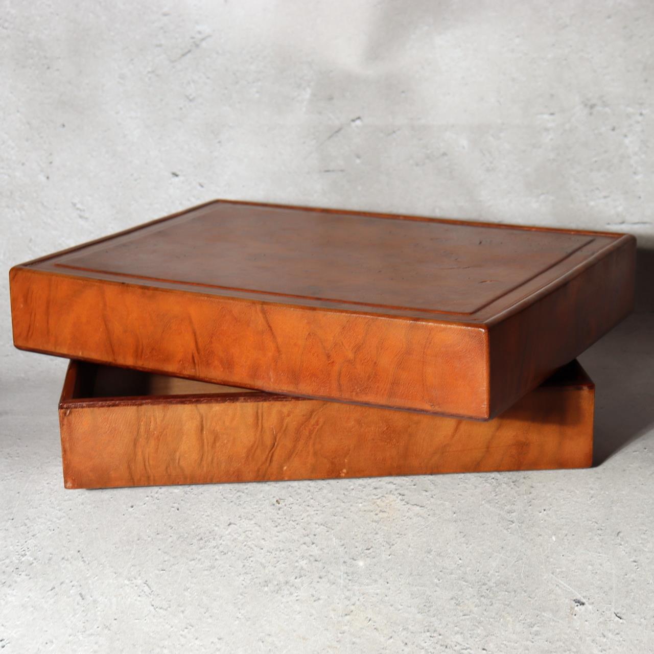 Japanese Wooden Box Burl Wood Tamamoku Intense Grain Document Stationery Box10