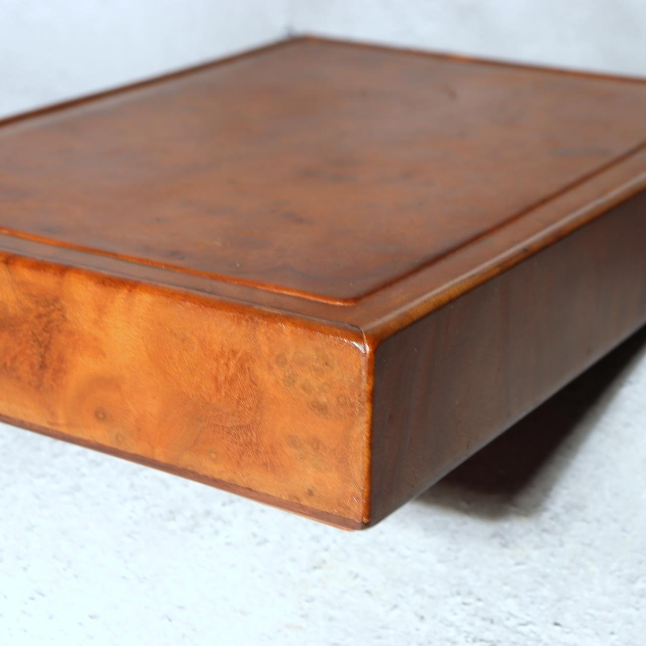 Japanese Wooden Box Burl Wood Tamamoku Intense Grain Document Stationery Box11