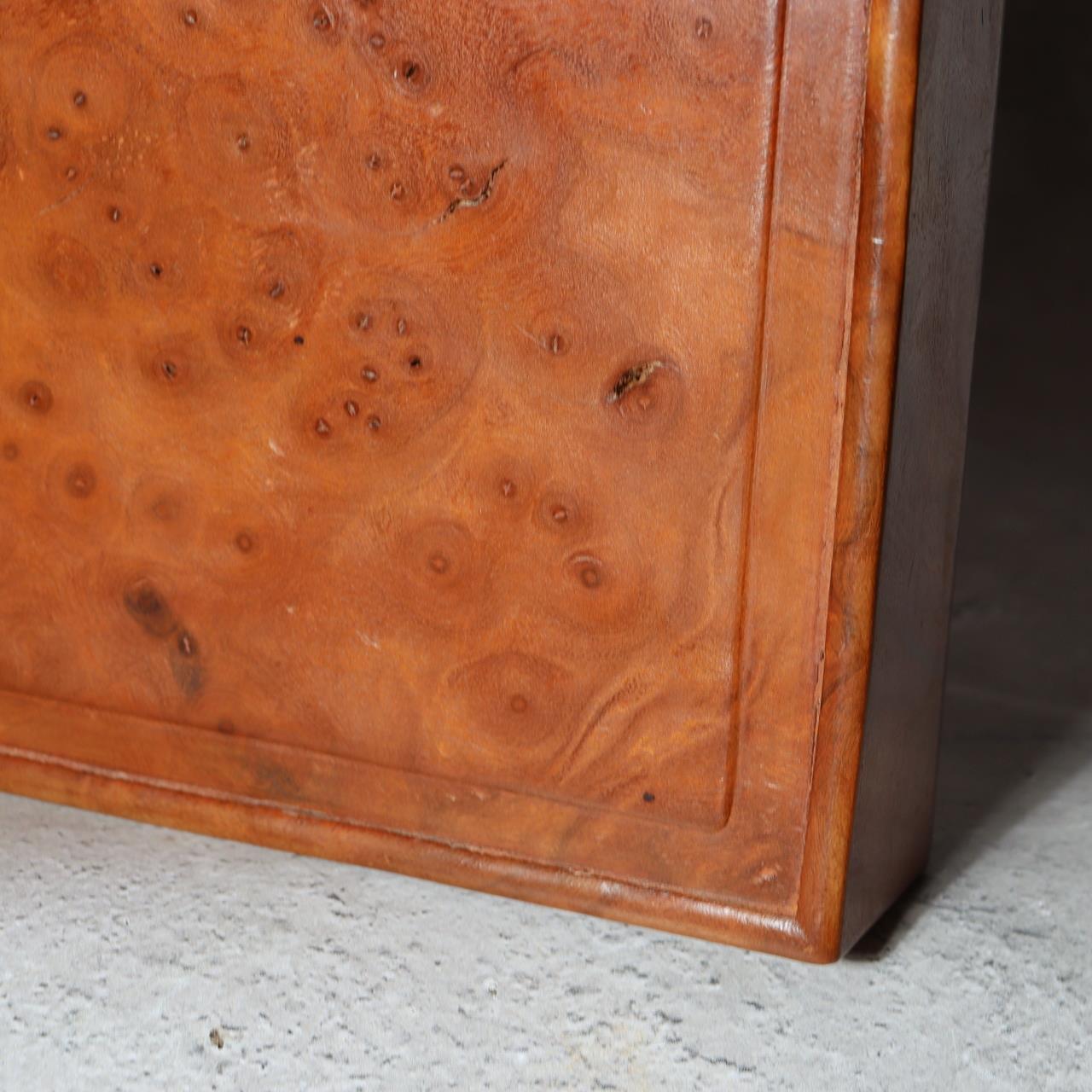 Japanese Wooden Box Burl Wood Tamamoku Intense Grain Document Stationery Box4