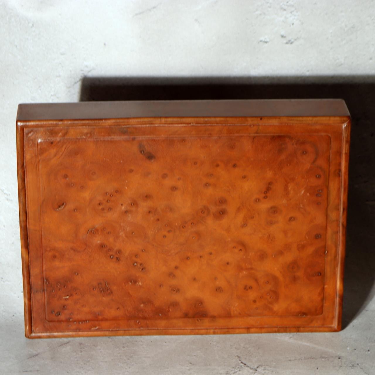 Japanese Wooden Box Burl Wood Tamamoku Intense Grain Document Stationery Box8