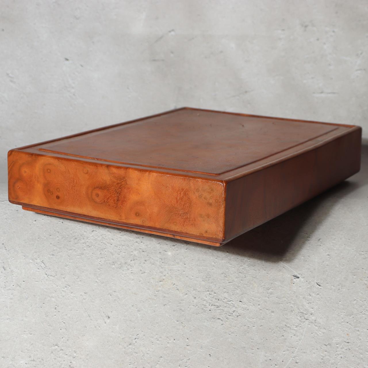 Japanese Wooden Box Burl Wood Tamamoku Intense Grain Document Stationery Box6