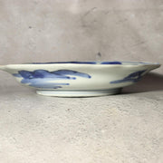 Antique Shida Imari Plate Blue White Kasedori Festival Rabbit Moon Folk Art Rare2