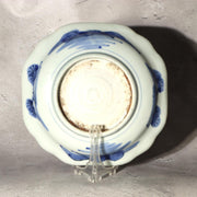 Antique Shida Imari Plate Blue White Kasedori Festival Rabbit Moon Folk Art Rare17