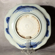 Antique Shida Imari Plate Blue White Kasedori Festival Rabbit Moon Folk Art Rare1