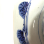 Antique Shida Imari Plate Blue White Kasedori Festival Rabbit Moon Folk Art Rare10