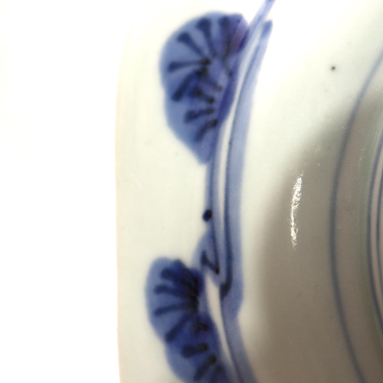 Antique Shida Imari Plate Blue White Kasedori Festival Rabbit Moon Folk Art Rare10