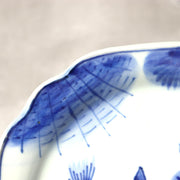 Antique Shida Imari Plate Blue White Kasedori Festival Rabbit Moon Folk Art Rare13