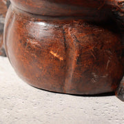 Japanese Vintage Wood Carving Toad Frog Statue Okimono Glass Eyes Wealth WO51612