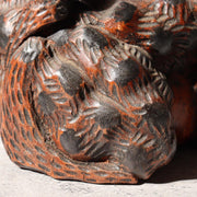 Japanese Vintage Wood Carving Toad Frog Statue Okimono Glass Eyes Wealth WO51615