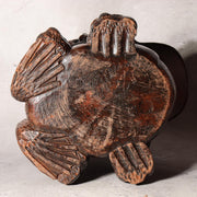 Japanese Vintage Wood Carving Toad Frog Statue Okimono Glass Eyes Wealth WO5164