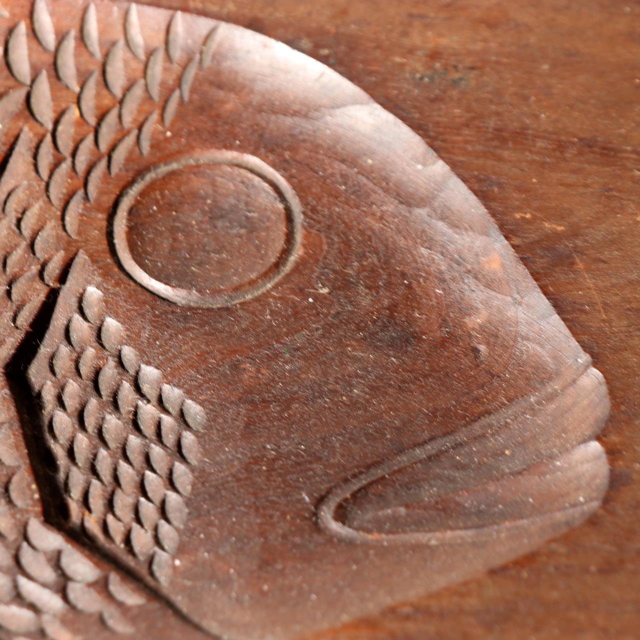 Japanese Antique Wood Carving Mold Kashigata Tai Fish Sea Bream Large Decor WO5112