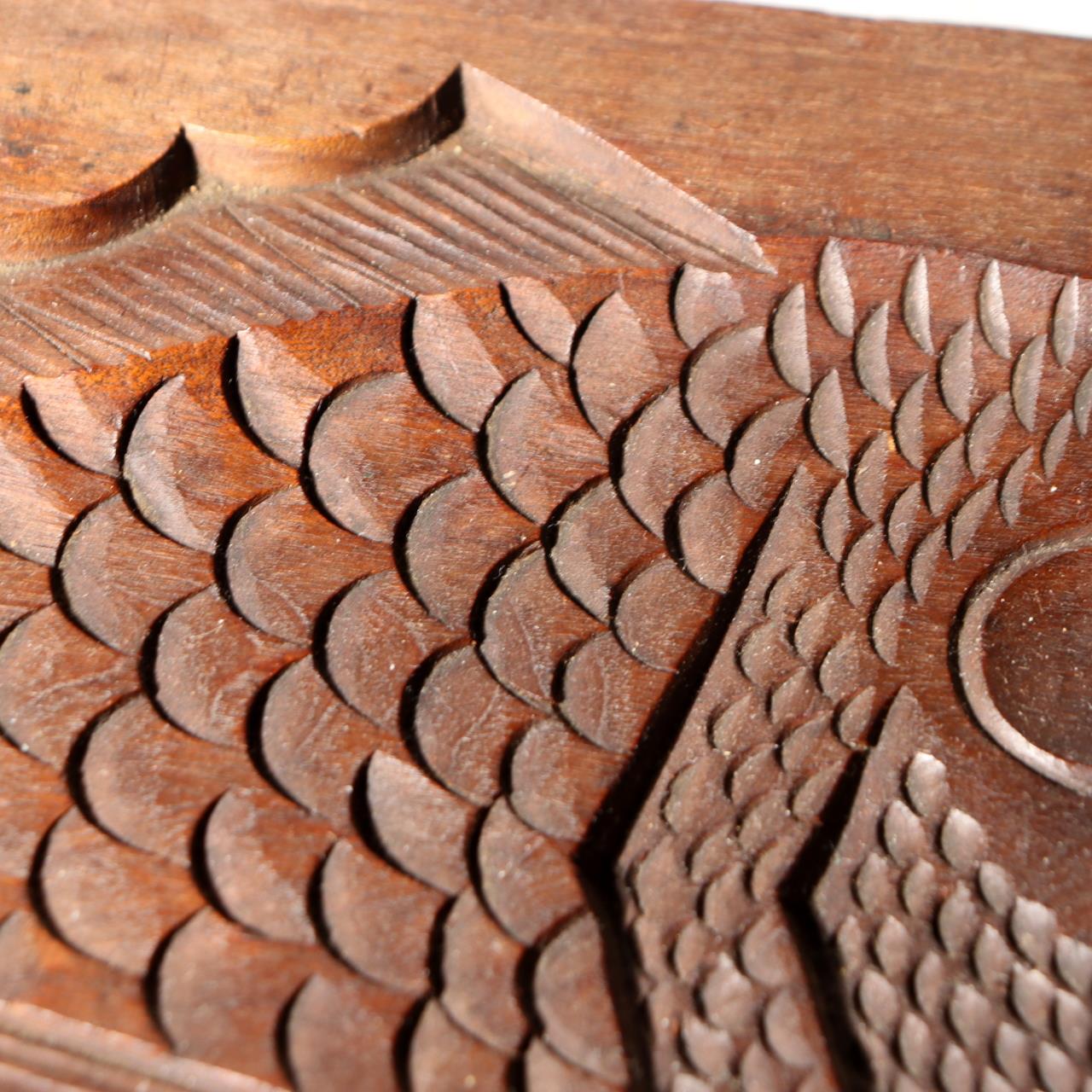 Japanese Antique Wood Carving Mold Kashigata Tai Fish Sea Bream Large Decor WO5113