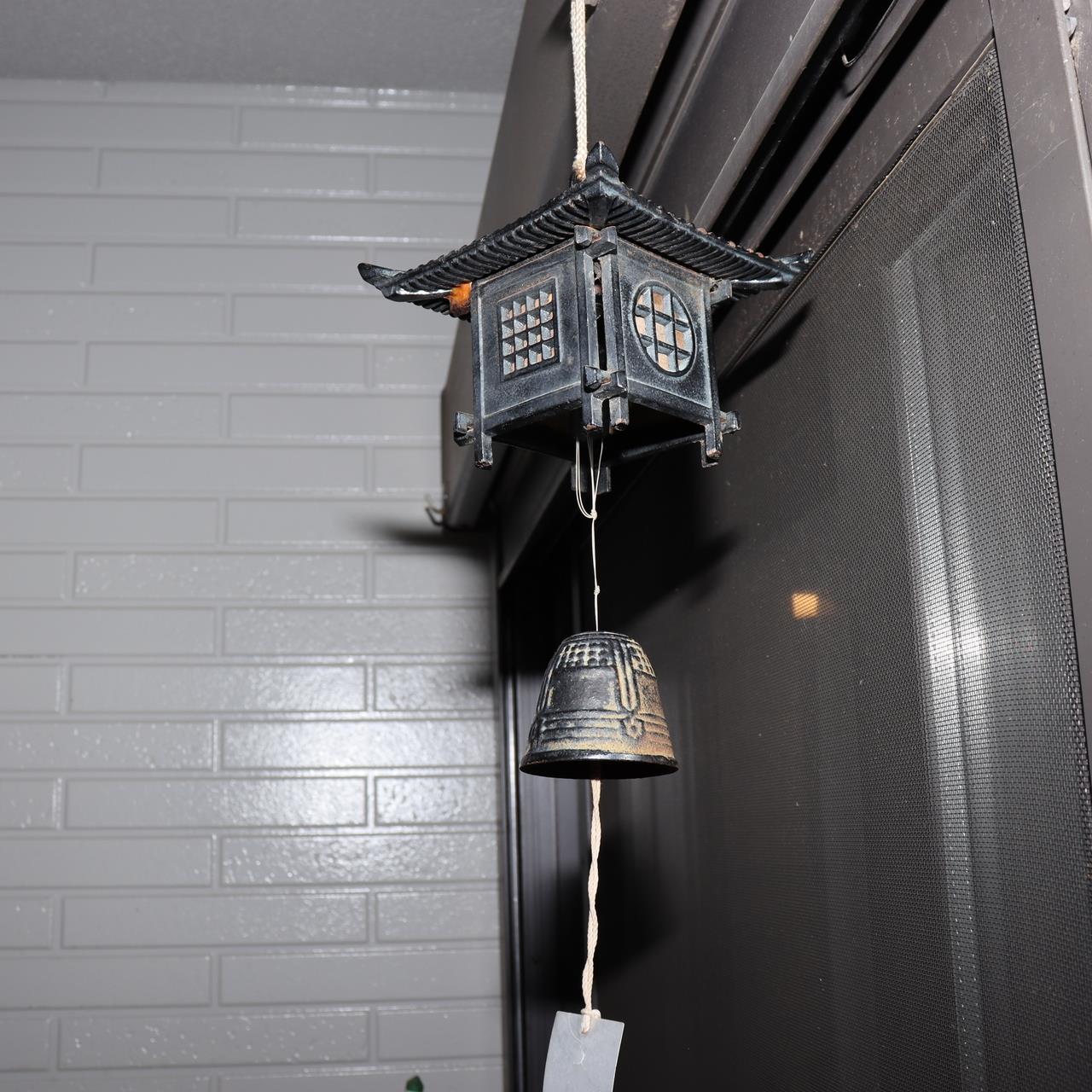 Japanese Vintage Cast Iron Wind Chime Furin Temple Lantern Bell Rustic BOS9951