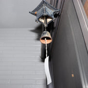 Japanese Vintage Cast Iron Wind Chime Furin Temple Lantern Bell Rustic BOS9952