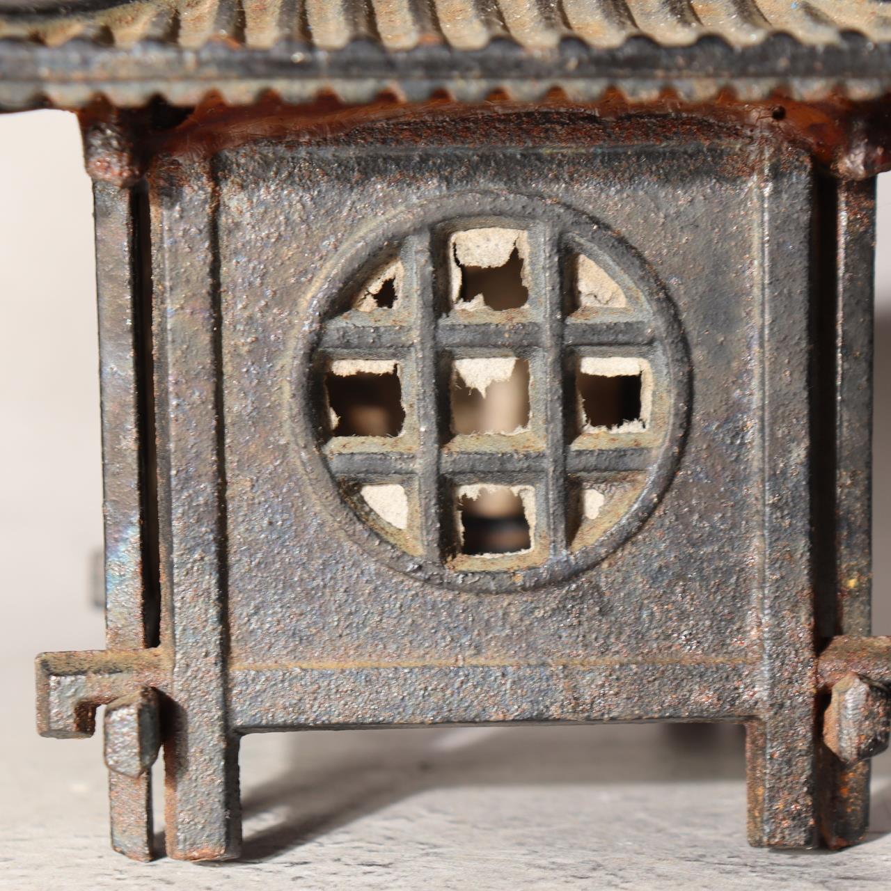 Japanese Vintage Cast Iron Wind Chime Furin Temple Lantern Bell Rustic BOS99515