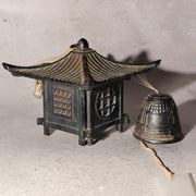 Japanese Vintage Cast Iron Wind Chime Furin Temple Lantern Bell Rustic BOS9953
