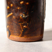 Japanese Antique Sake Bottle Tokkuri Iron Glaze Shinshu Mingei Edo Era Vase14